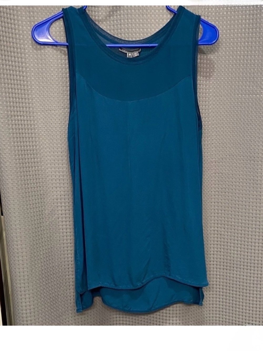 Vince Teal Silk Mesh Tank Top